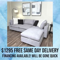 NEW IN BOX 4 Piece Light Gray Cloud Modular Sectional Couch Sofa FREE DELIVERY