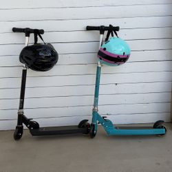 Kid LED Scooter Adjustable Headlebar and Helmet- 2 Sets Black and Teal 