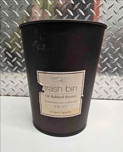 Bath Bliss Oil Rubbed Bronze Metal Trash Bin Can - 5 Liter