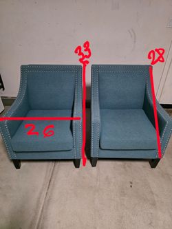 Teal Accent Chairs with Nailhead Trim – Set of 2