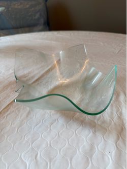 Green Handkerchief style crystal bowl