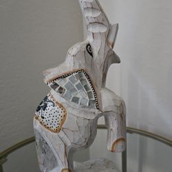 White Elephant Statue With Mosaic Mirrors