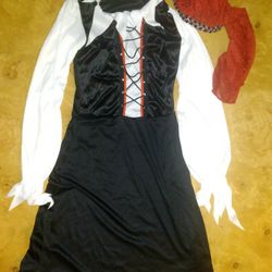 Women's Ladies Large 12-14 Dress & Head Cover - Pirate Wench Swashbuckler Gasparilla Halloween Costume