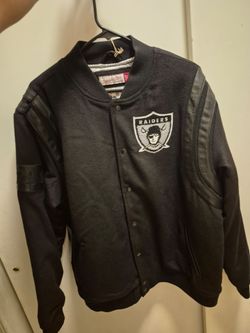 Oakland Raiders Black Hardwood Walk the Tunnel Varsity Jacket Size XI
