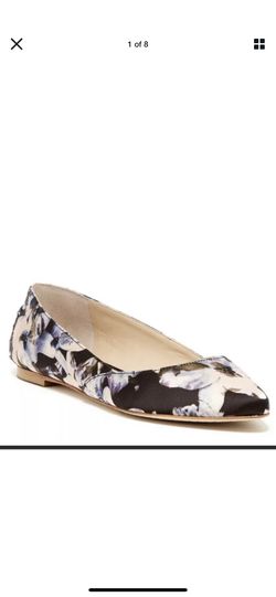 Vince Camuto Alley Floral Flat Pointy Toe Stud Heel Satin Size 7 M