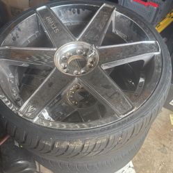 Set Of 4 Chrome 22’ Rims With Tires