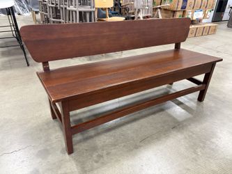 Dark Finished Solid Wood Bench with Trestle Frame Base