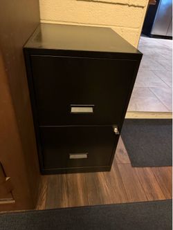 Black metal 2 drawer filing cabinet