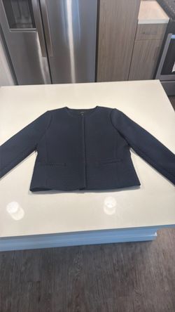 J.Crew Women’s Navy Blue Textured Open-Front Blazer