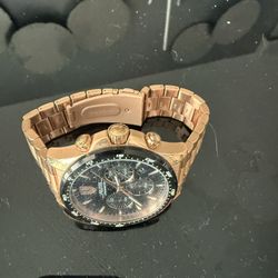 Ferrari Pilota Chronograph men's watch with a rose gold-plated stainless steel band and a black dial