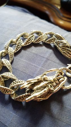 Vintage Heavy 925 silver dragon bracelet size 8.7/8