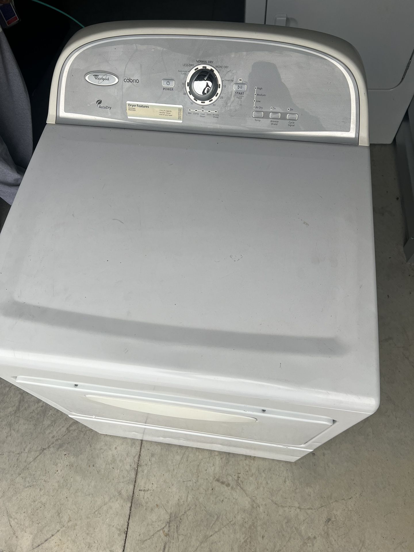 Whirlpool Dryer 7.4cu Front load 