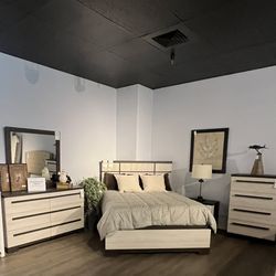 Queen Bed Frame, Dresser, Mirror And Nightstand 