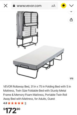 VEVOR Rollaway Folding Bed with Mattress