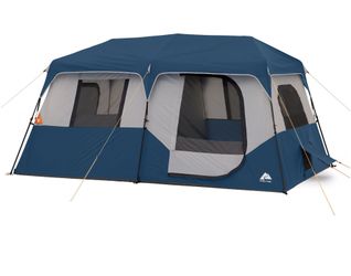Ozark Trail 8 Person Family Instant Cabin Tent, 13' x 9' x 72", made with recycled materials, blue