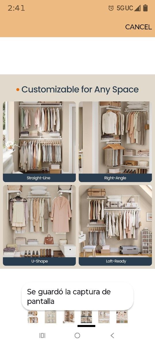 SONGMICS HOME Closet System, Closet Insert Organizer, 4-6 ft, Adjustable Metal Shelving Unit with 4 Hanging Rods, 4 Shelves, and Hooks, for Pantry Mud