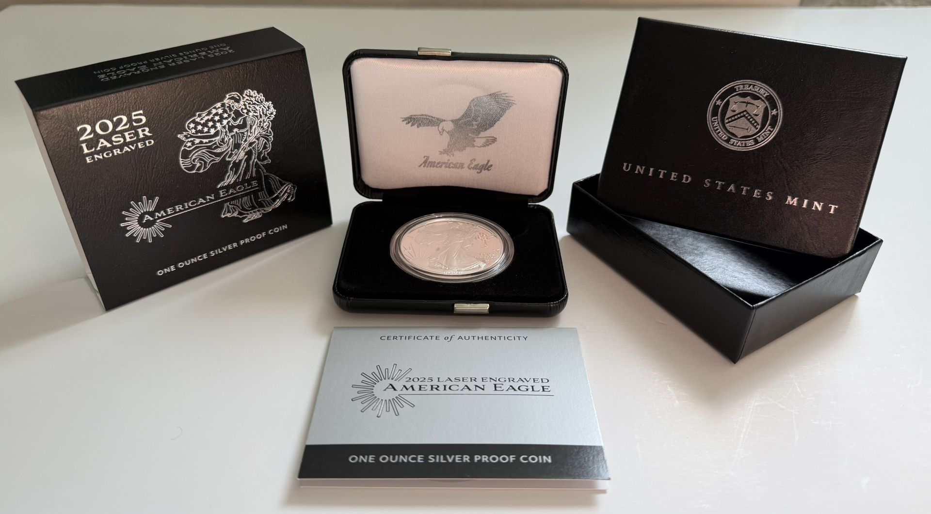 US MINT 2025 Laser Engraved American Eagle One Ounce Silver Proof Coin NEW
