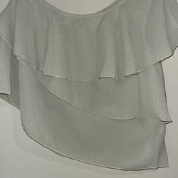Peach Love California Small Pastel Green Asymmetrical Ruffled Blouse