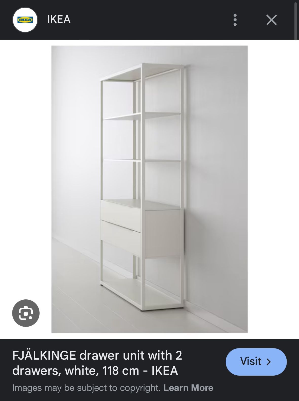 White Metal Shelving With 2 Drawers