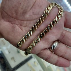 14k Gold Monaco Cuban Link Bracelet 11 Grams