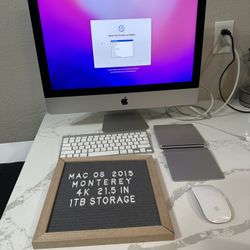 Apple iMac 21.5" All-in-One Desktop Late 2015 Core I5 3.1GHz, 8GB RAM, 1TB MacOS