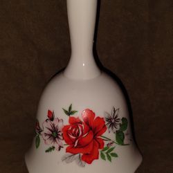 Vintage Porcelain Hand-painted Floral With Gold Tip Bell Home  Decor Taiwan Made