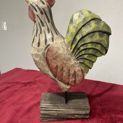 Unique Vintage Wooden Rooster