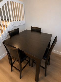 Wooden High Top Table With 4 Chairs