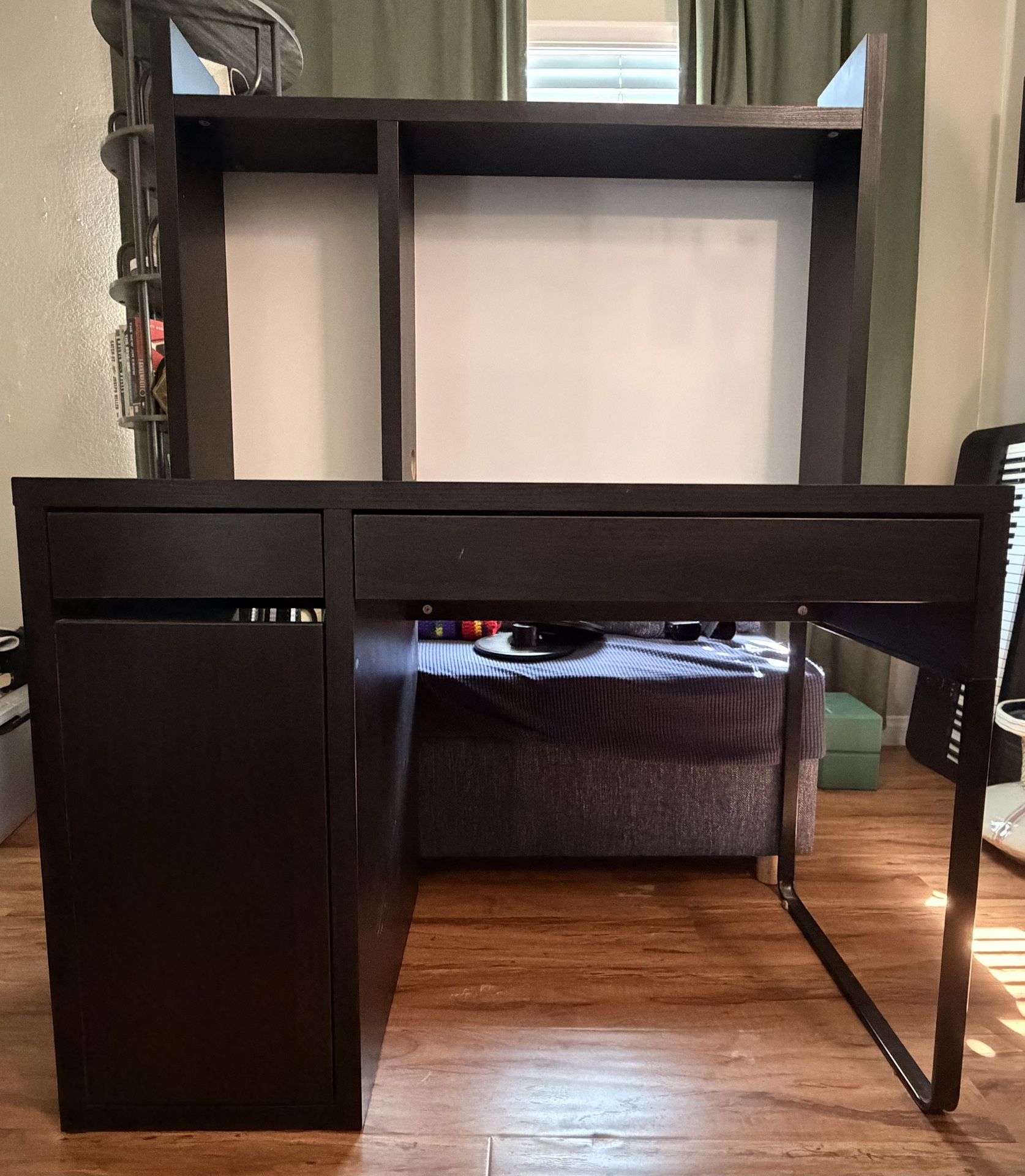 Black Micke IKEA Desk Set With Magnetic Dry Erase Back