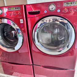 15 month old burgundy LG washer & gas dryer in great conditon both are steam aiption w/ pedestals  washer is a 4.3 cf capacity and dryer is a 7.1 cf c