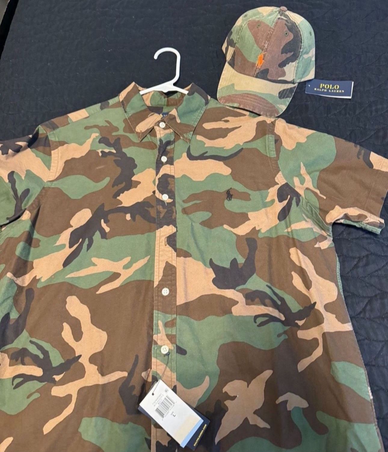 Ralph Lauren Camouflage Shirt/hat Set (Price Is Firm) BRAND NEW