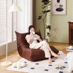 Modern Burgundy Memory Foam Large Bean Bag Chair Armless Floor Sofa Couch for Living Room Bedroom Gaming