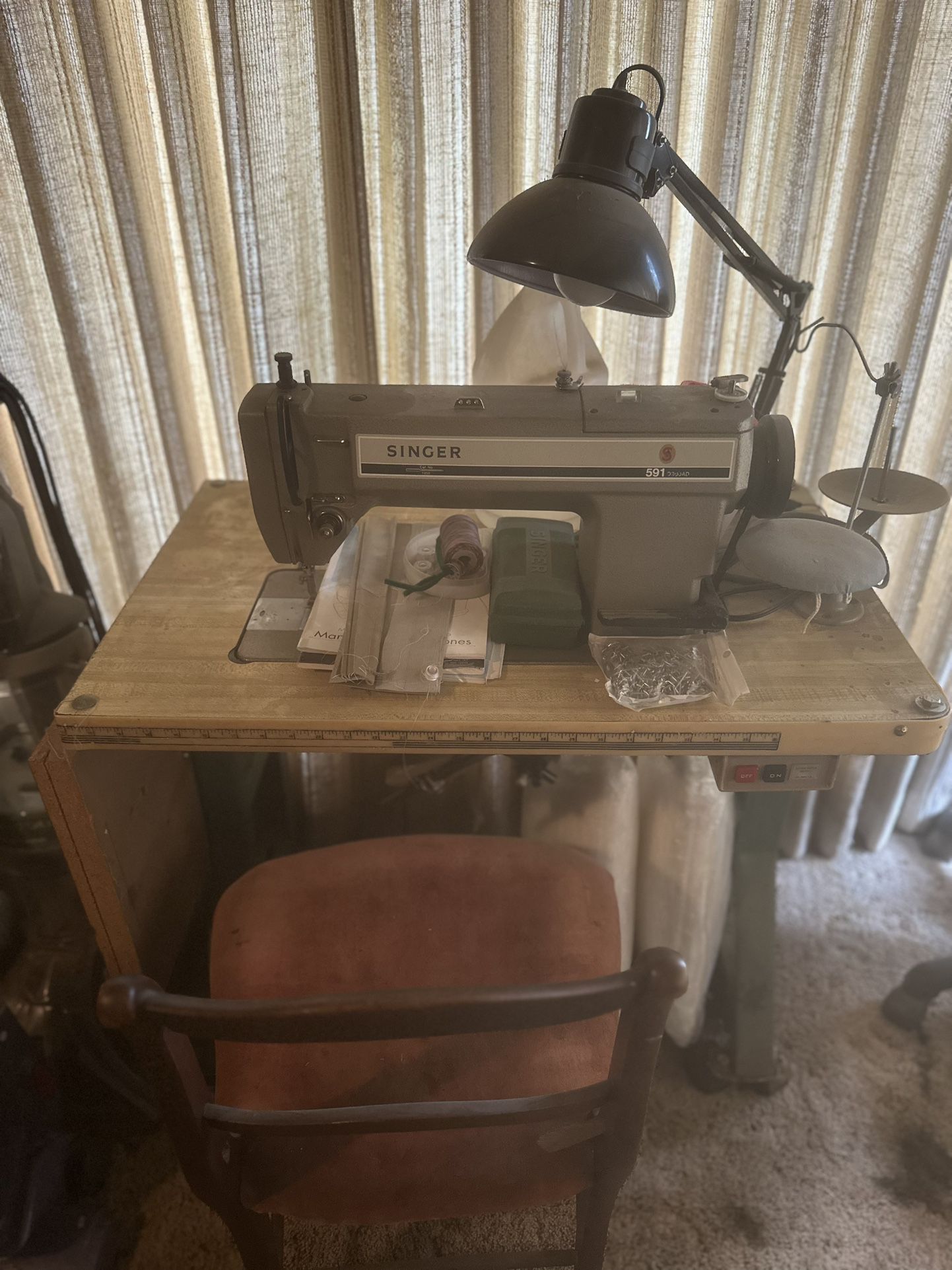 Singer Industrial Sewing Machine And Table