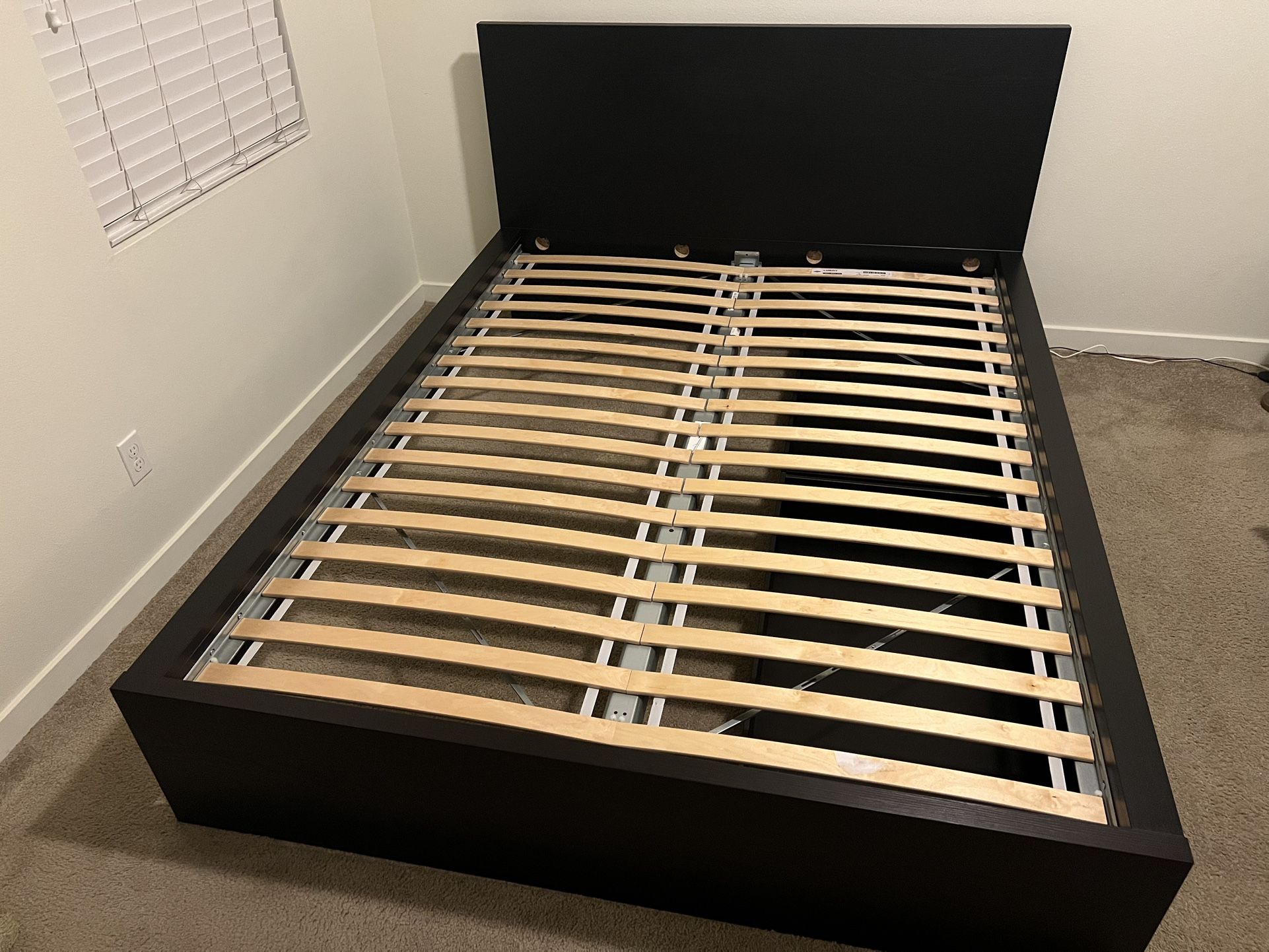 High Queen Bed Frame with 2 Storage Drawers - Black