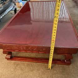 ASIAN KOREAN LOW PROFILE FOLDING LEGS CARVED WOOD COFFEE TEA TABLE antique 