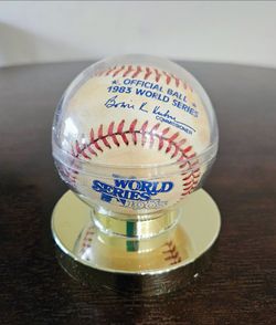 1983 World Series Official Baseball in Display Case
