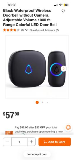 Black Waterproof Wireless doorbell