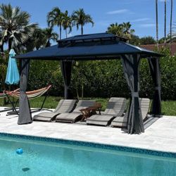 10x12 Gazebo with Installation Included Black (Polycarbonate Roof)