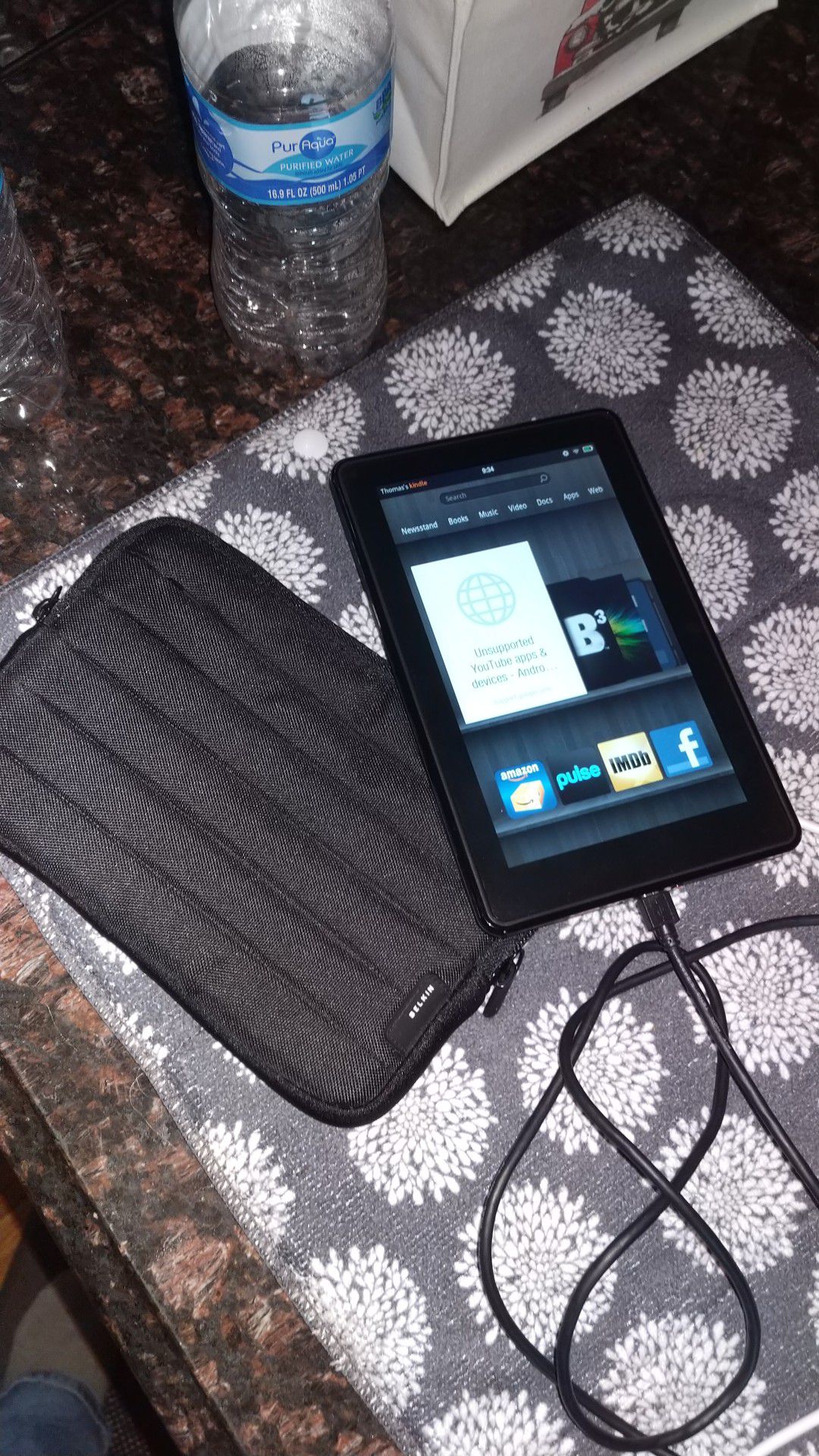 First generation kindle fire with charger and case