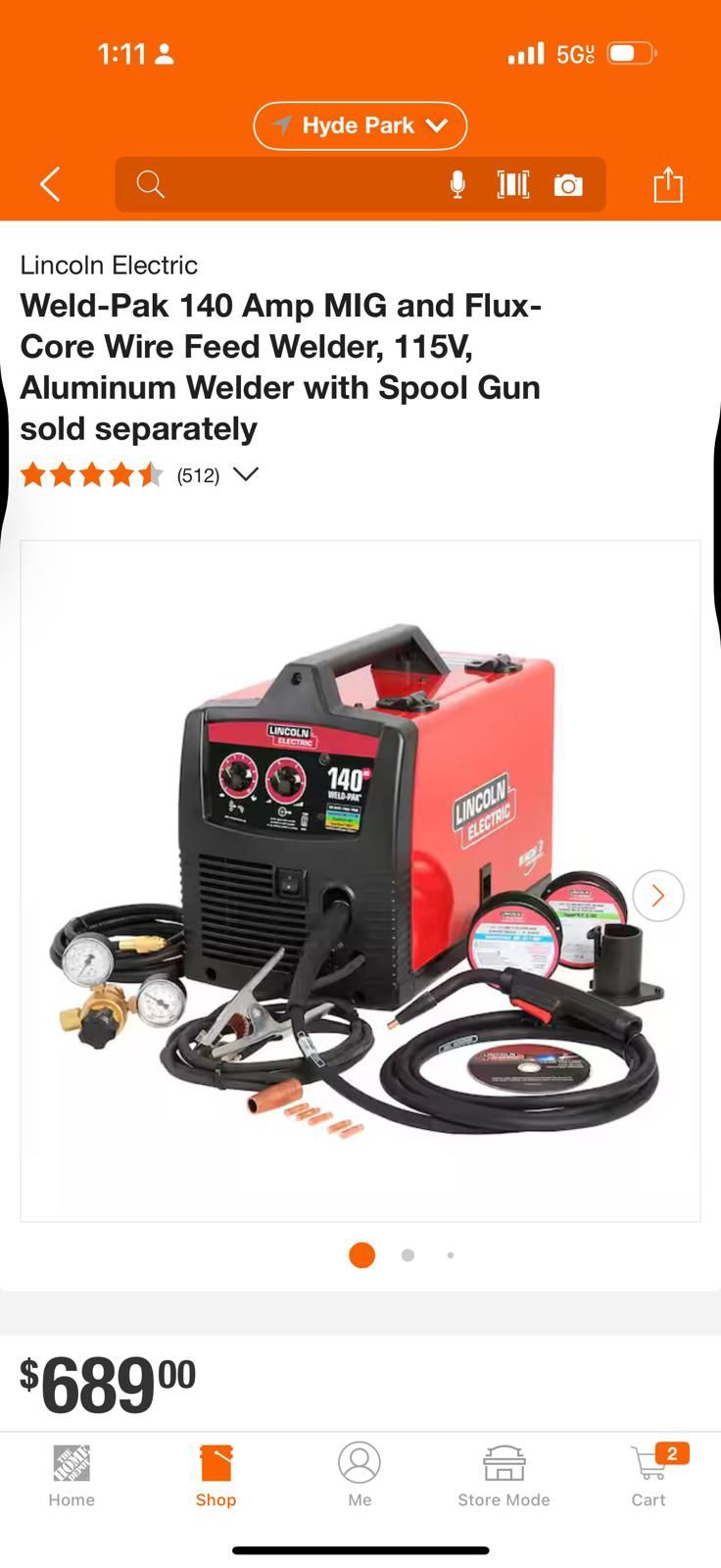 Lincoln Weld-Pak 140 Amp MIG and Flux-Core Wire Feed Welder, 115V, Aluminum Welder with Spool Gun sold separately