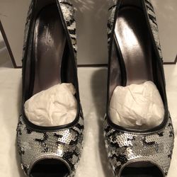 Coach Ashley Leopard Sequin Heels 
