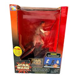 Original VINTAGE OBI-WAN KENOBI STAR WARS EPISODE I  INTERACTIVE TALKING BANK  Box shows wear