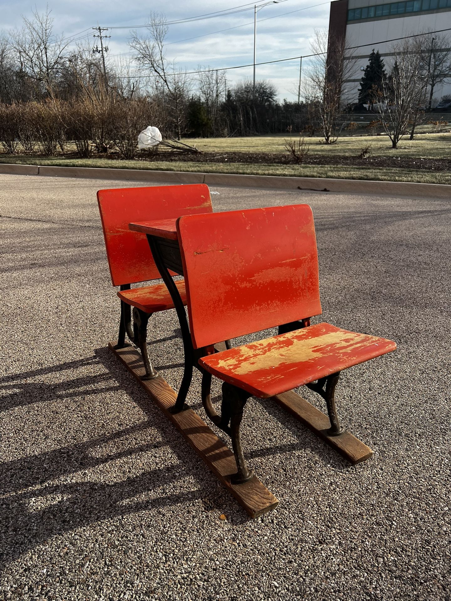 Beautiful Red Original Antique Desk! ***Free Same-Day Delivery!***
