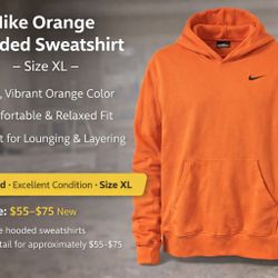 Nike Orange Hooded Sweatshirt – Size XL