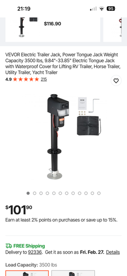 VEVOR Electric Trailer Jack, Power Tongue Jack Weight Capacity 3500 Ibs, 9.84"-33.85" Electric Tongue Jack with Waterproof Cover for Lifting RV Traile