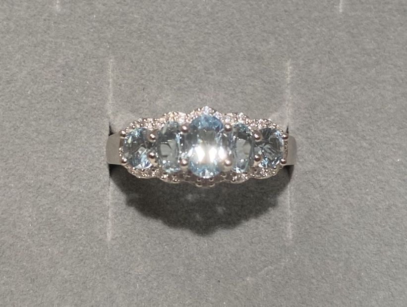 Natural Aquamarine Band S925 Sz 7