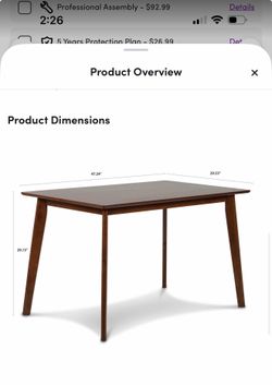 Dining table 47”x29.5”