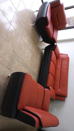 Leather Matilda Red/Black 3-Piece Living Room Set SOFA & LOVESEAT & CHAIR