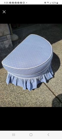 Polka dot Ottoman Half Moon Shabbychic, caster wheels Laura Ashley  fabric circle Curved