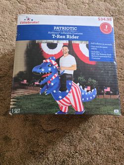 Patriotic T-rex rider